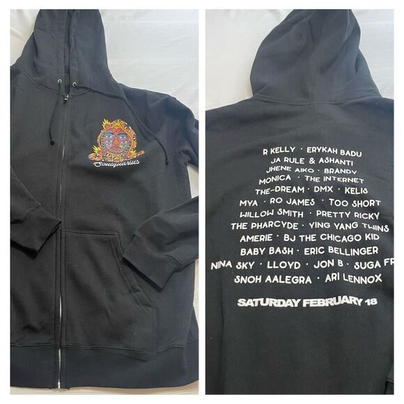 Soulquarius Men’s Full Zip Tour Hoodie Long Sleeve Pockets Black/Multi Size XL - Picture 1 of 10